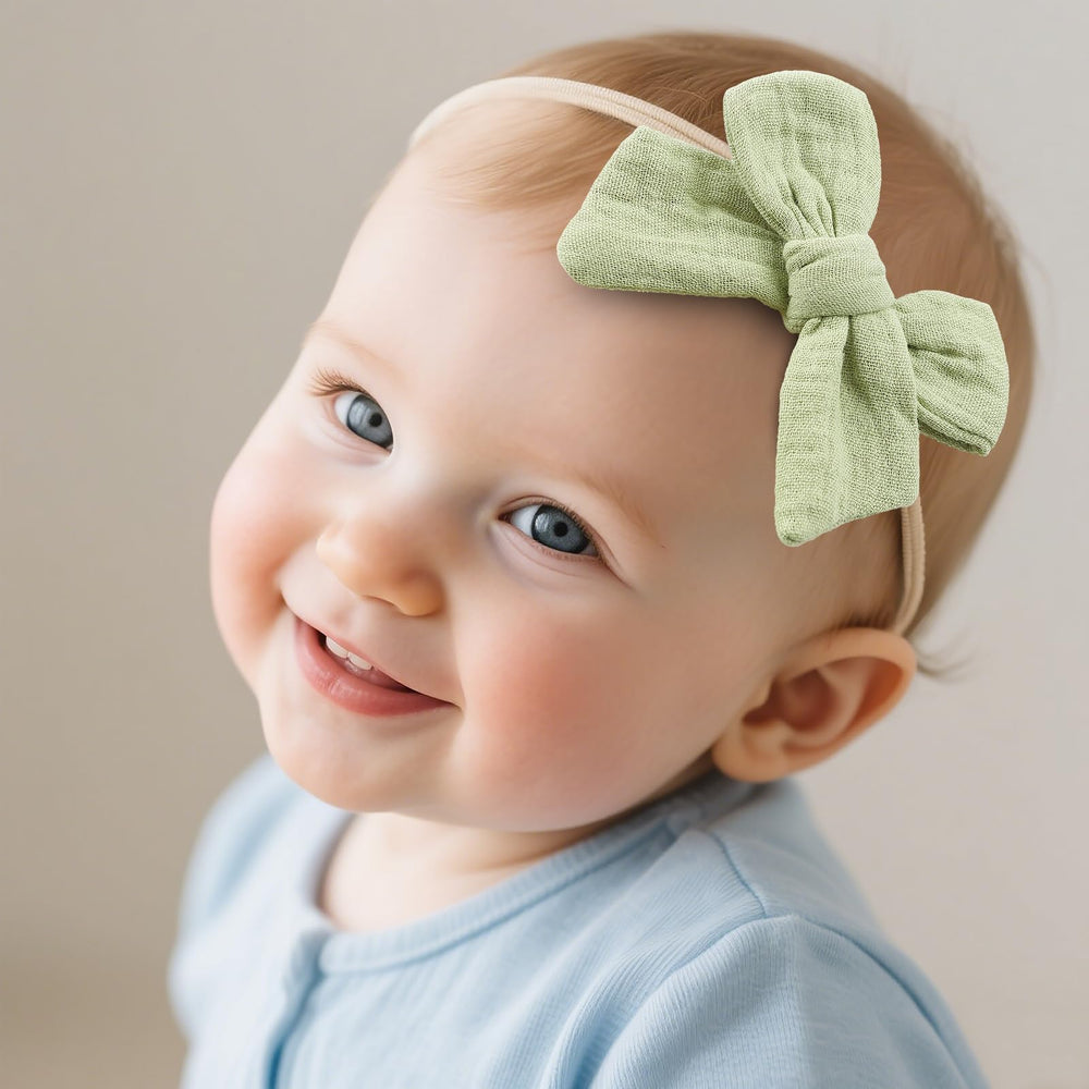 LemonSpace soft nylon headbands highlight comfortable stretch for growing babies.