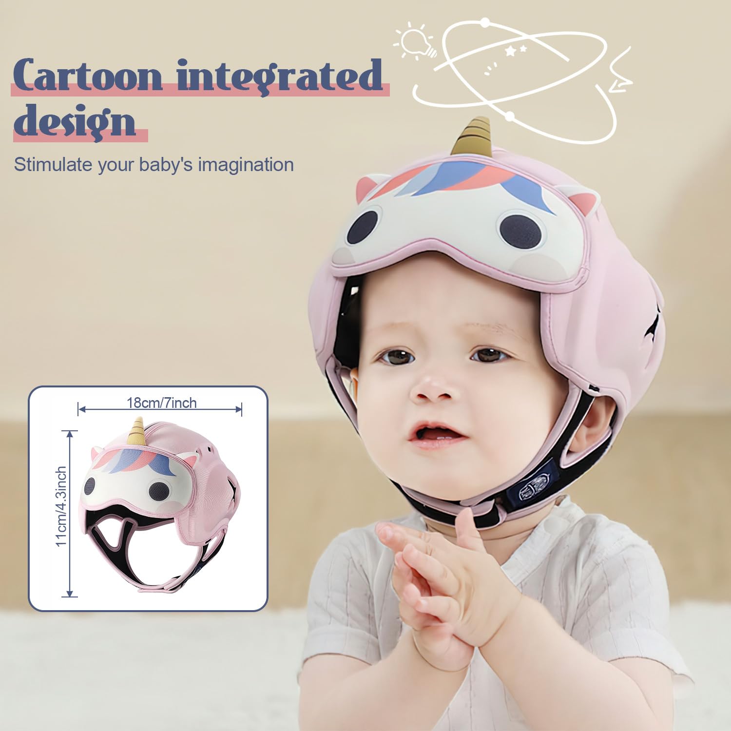 Lemrok MamboBaby growth fit image illustrates adjustable head circumference for growing infants.