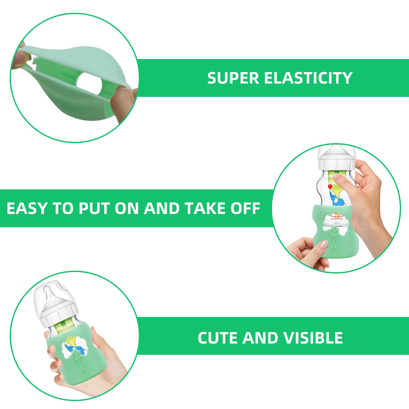 Lenpestia bottle sleeve slips on easily for quick, mess-free bottle prep.