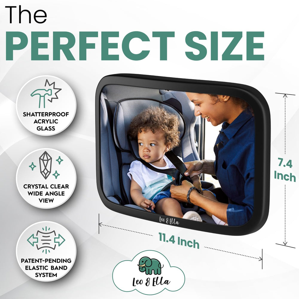 Leo & Ella rear-facing mirror helps you monitor your baby with minimal distraction.