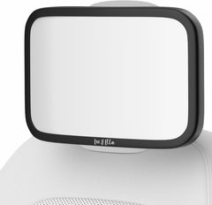 Leo & Ella Tesla fixed headrest mirror wide view for clear baby monitoring on the road.