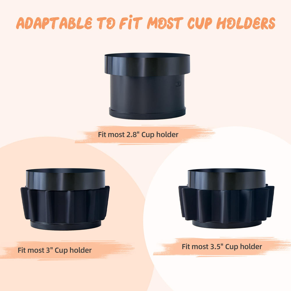 LEORAY two adapters for fit demonstrates compatibility with cup holder sizes