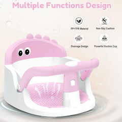 Lerrutue baby bath seat with suction cups stays steady on tub.