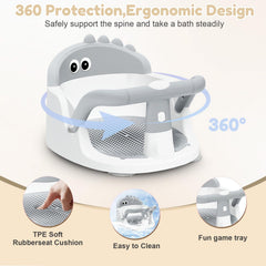 Lerrutue two-in-one play-seat design offers safe, compact versatility for tub and floor use.