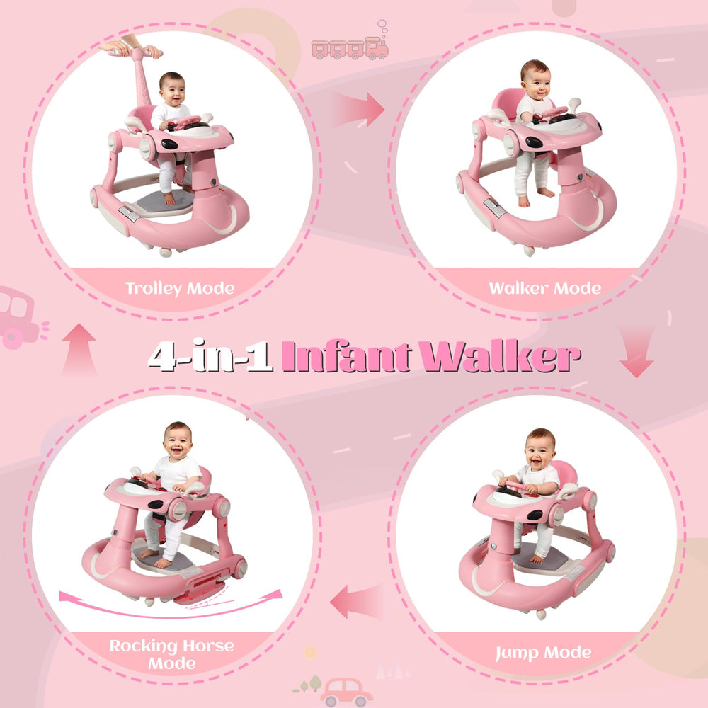 Lerrutue baby walker 4in1 mode pink supports growth stages through versatile play