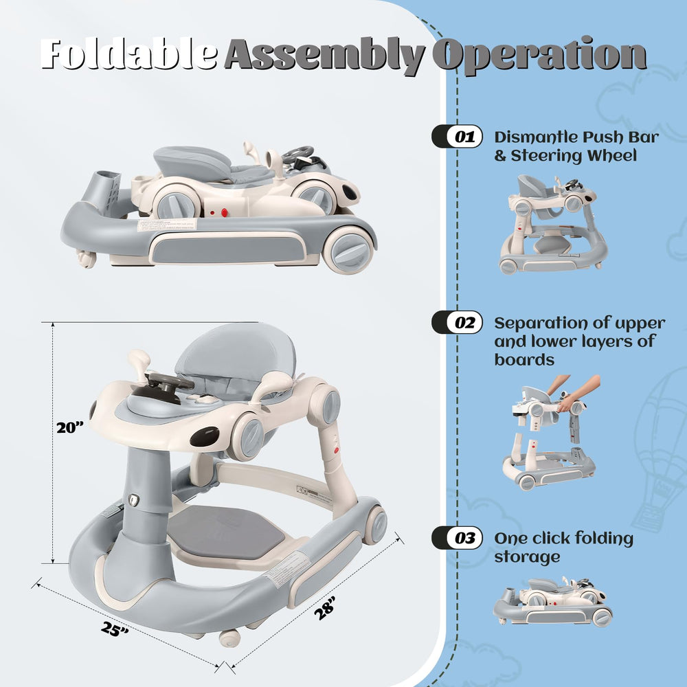 Lerrutue baby walker folded compact to emphasize travel-friendly design