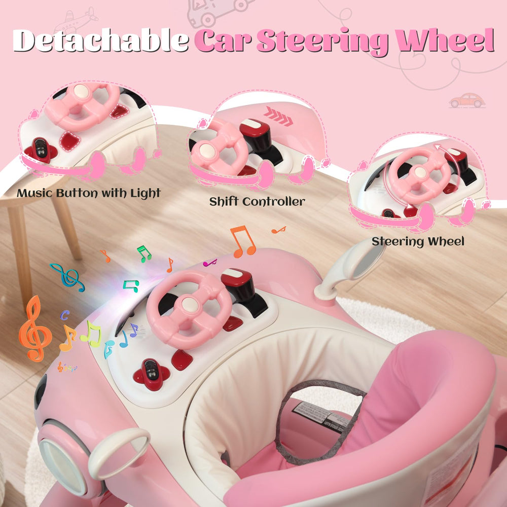 Lerrutue baby walker folded pink for easy storage after play