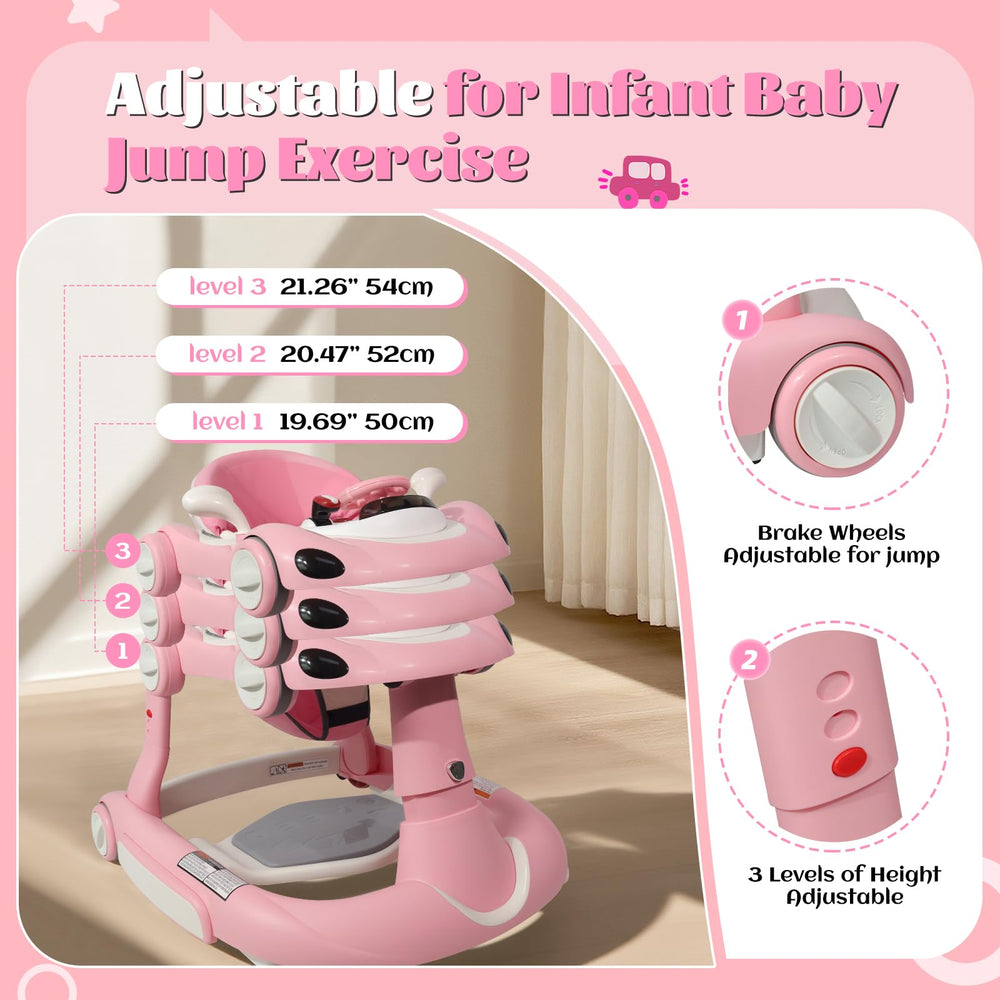 Lerrutue baby walker push trolley pink offers portable assistance for curious adventures