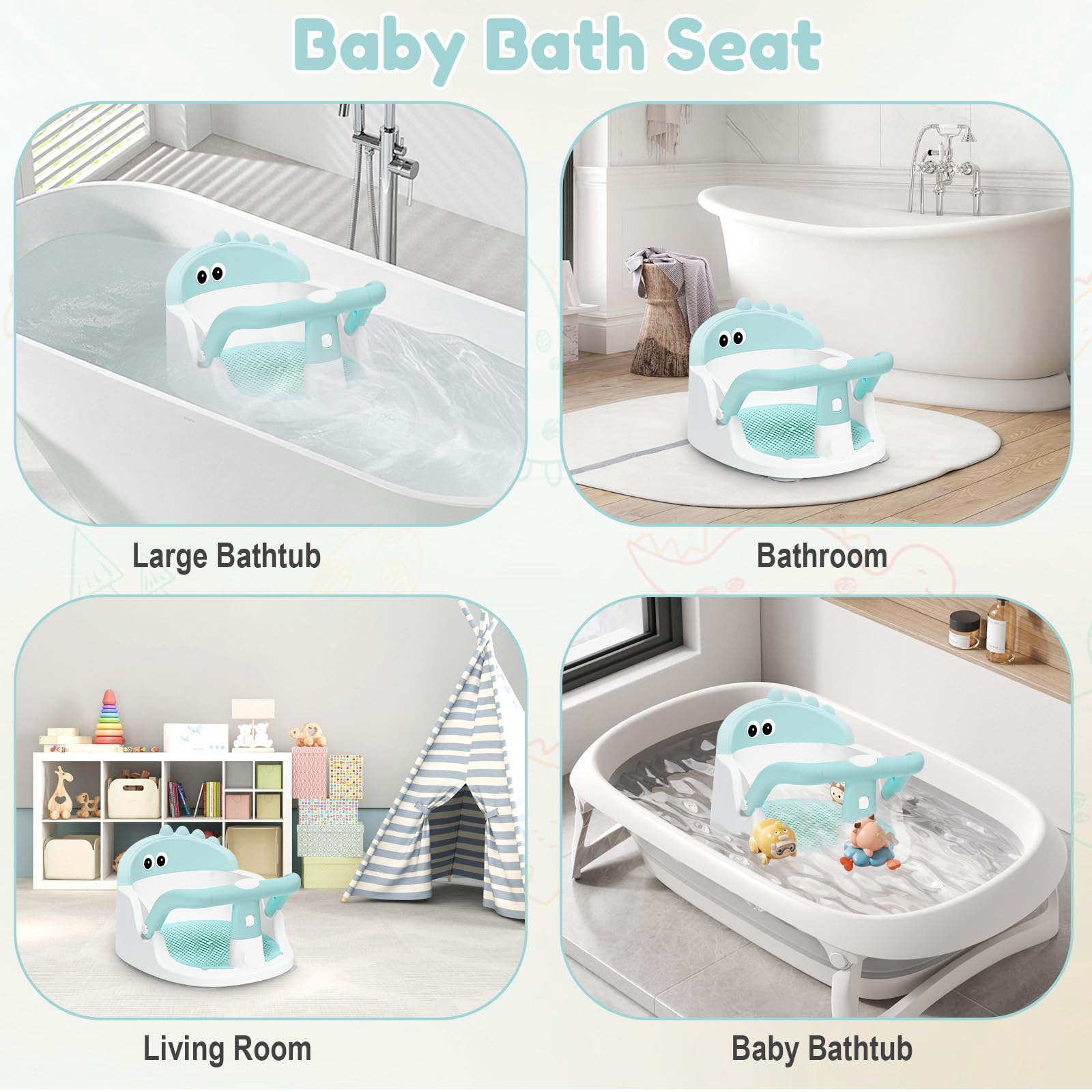 Lerrutue 2-in-1 bath seat doubles as a safe play-floor seat.