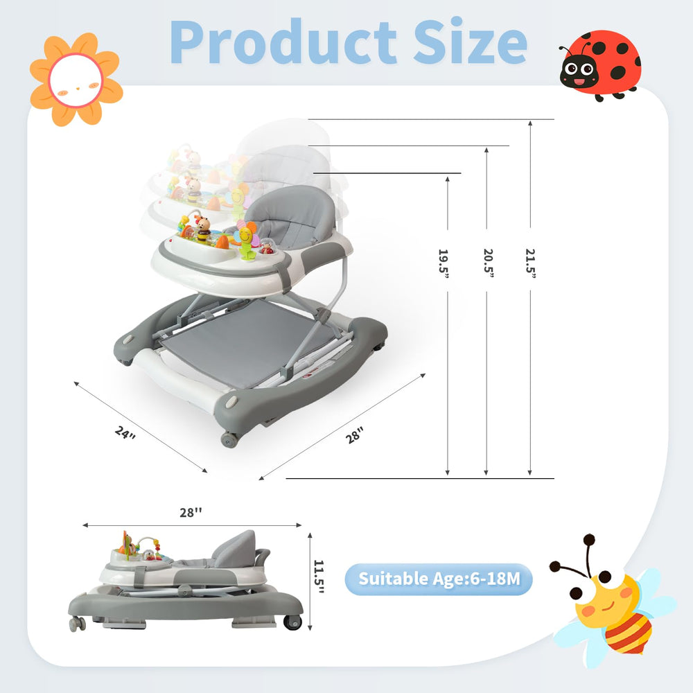 Lerrutue height adjustable baby walker seat for growing babies