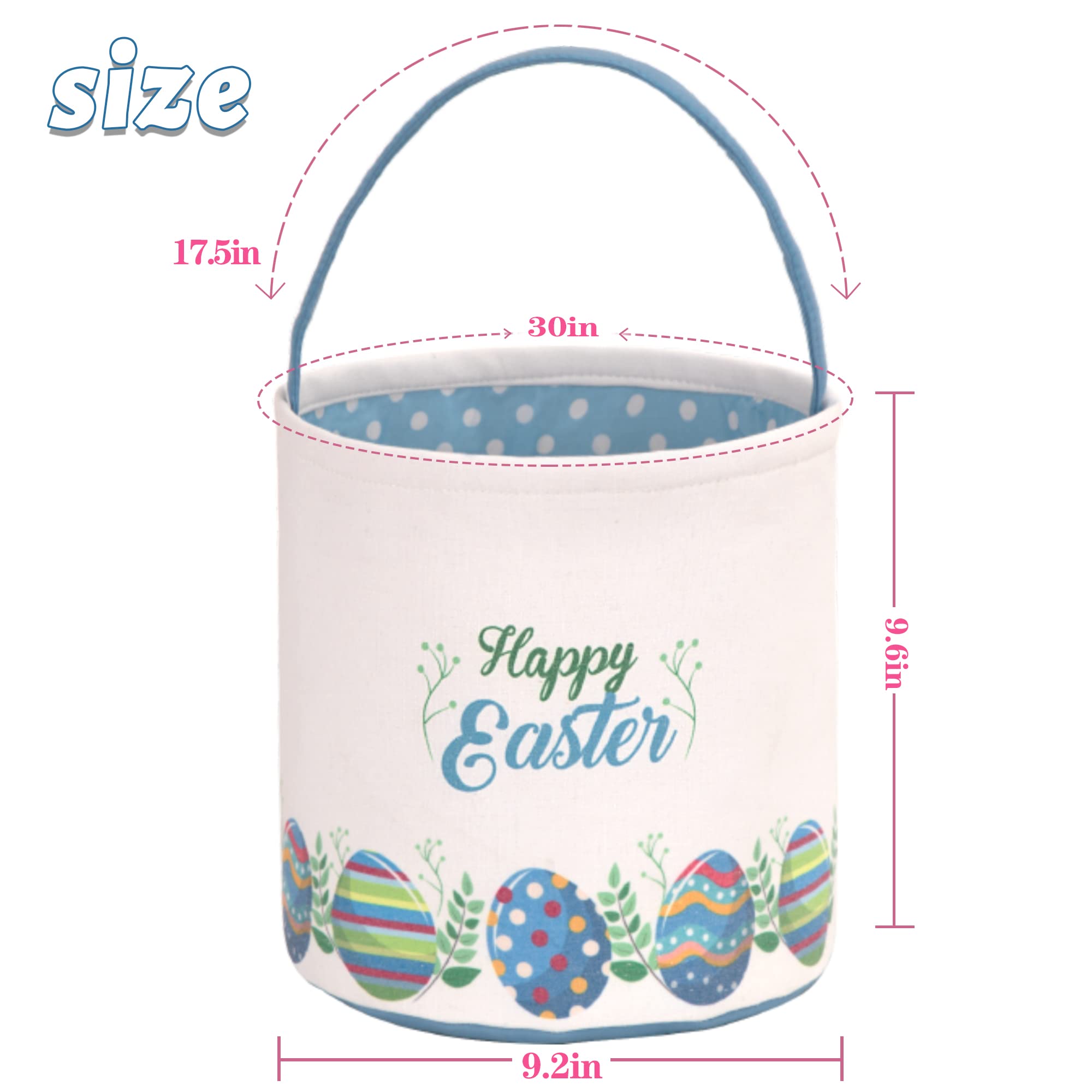 LessMo Easter basket open-top blue design, roomy for eggs, candies, and small gifts