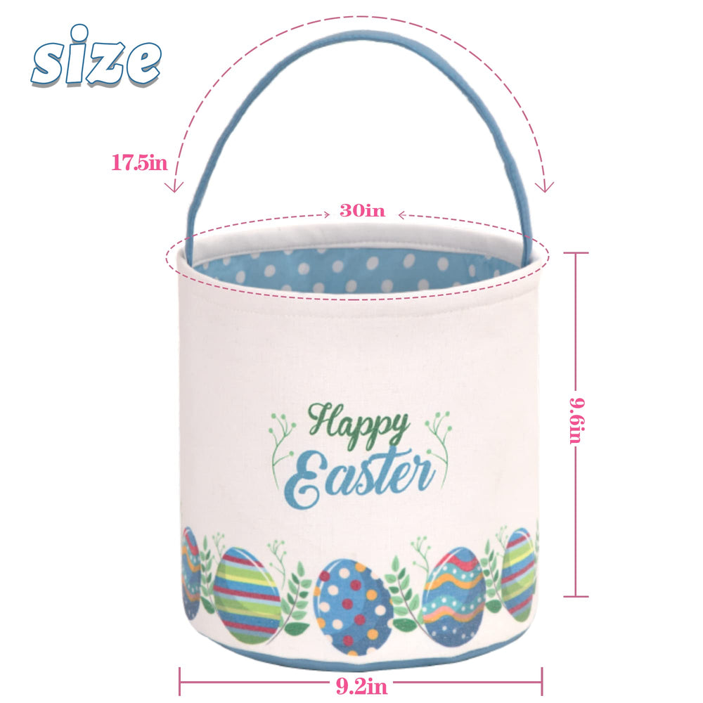 LessMo Easter basket open-top blue design, roomy for eggs, candies, and small gifts