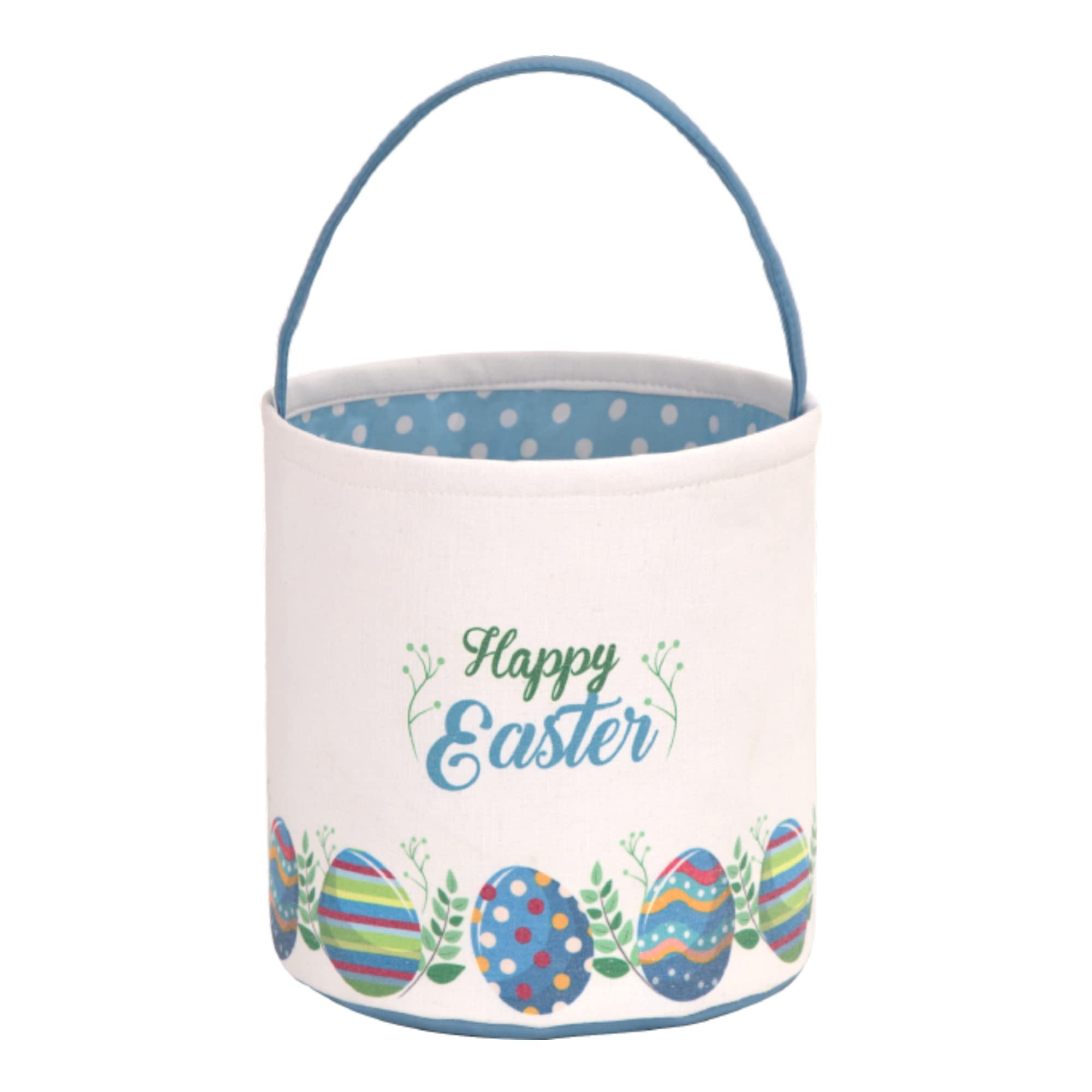 LessMo Easter bunny basket in blue canvas, durable for kids' egg hunts and storage