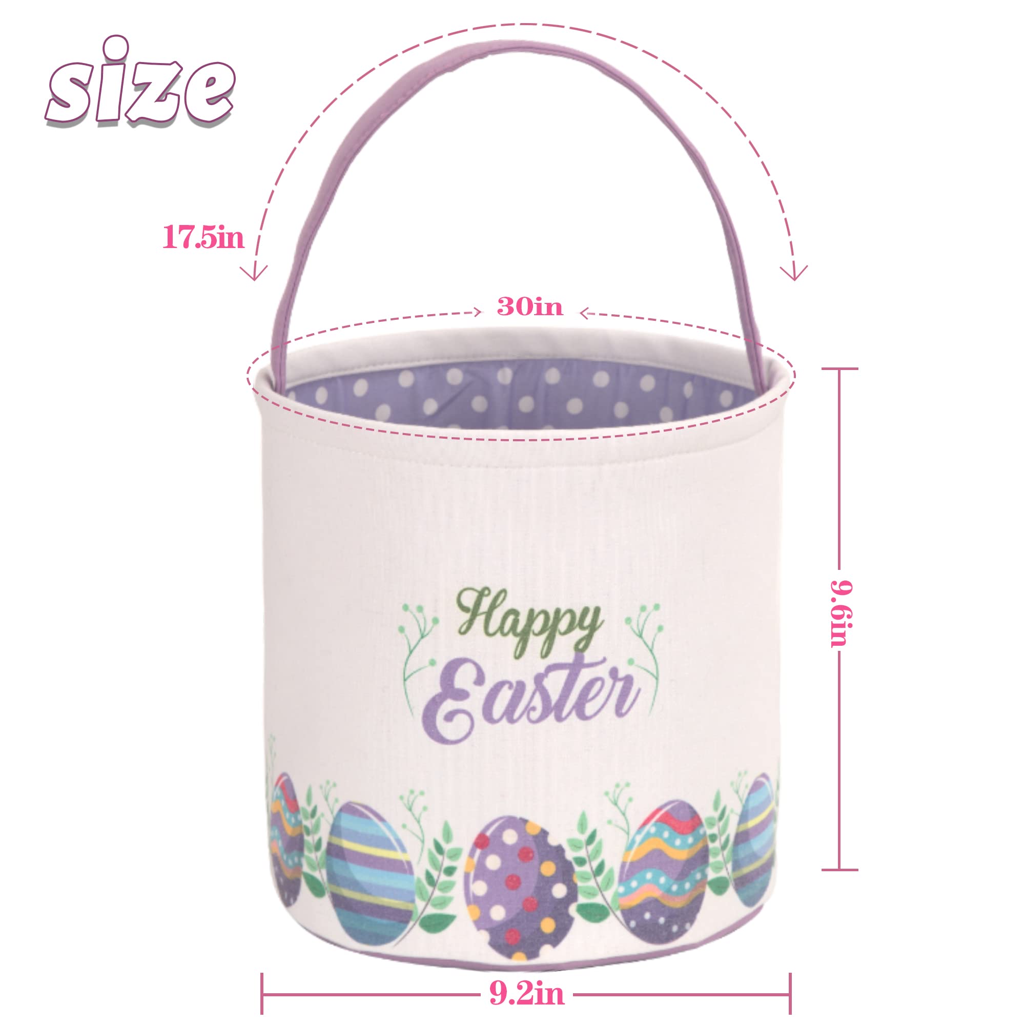 LessMo Easter Bunny Basket compact size 9-2 by 9-6 inches for roomy egg collection.