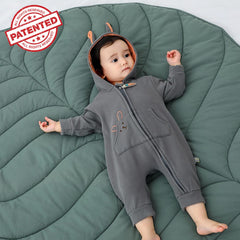 Letalong Cotton Leaf Nursery Rug gray back view demonstrates reversible design for versatile room decor