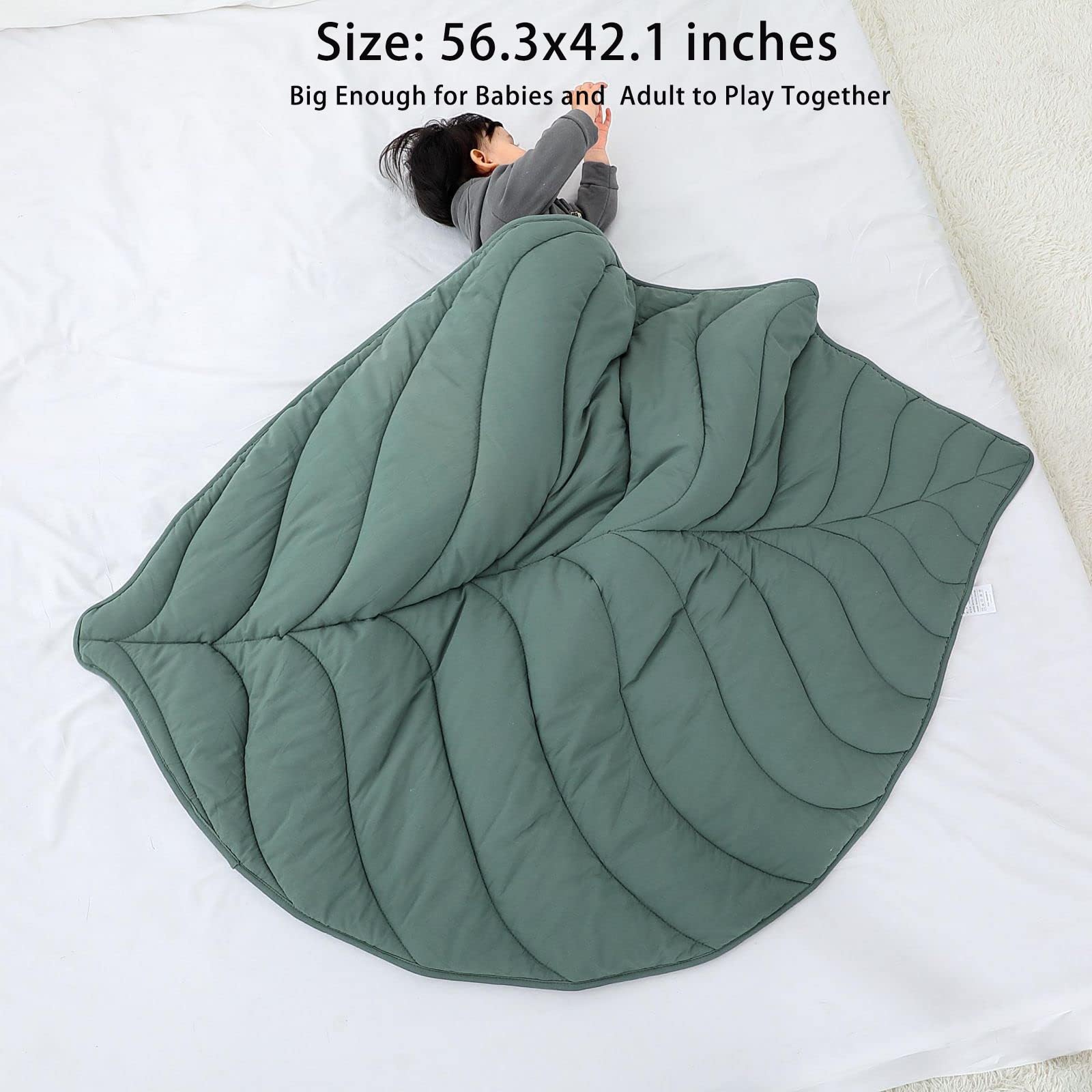 Letalong Cotton Leaf Nursery Rug packaging demonstrates vacuum compression, quick unpacking guidance