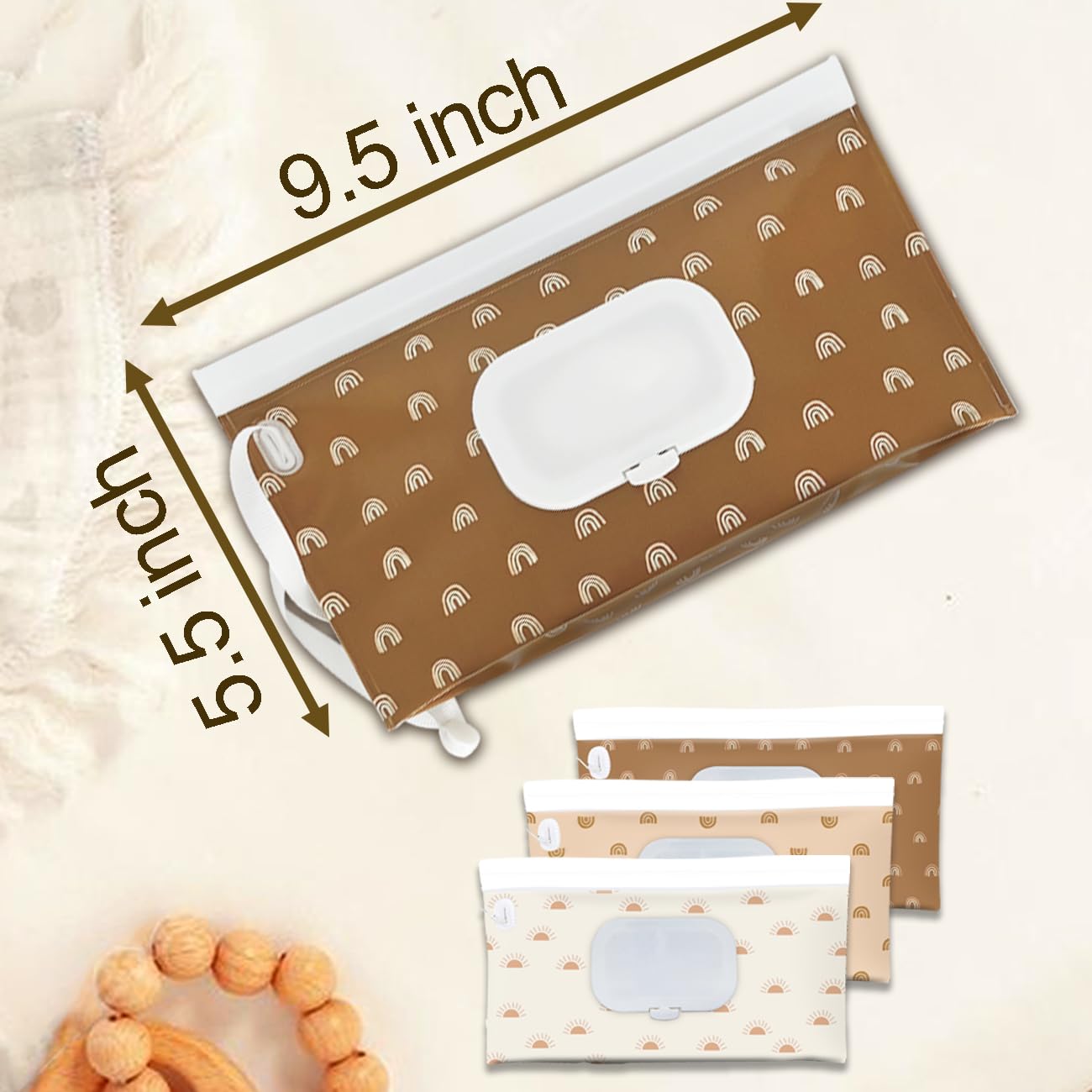 Lethooly bohemian pattern pack 3 wipes ready for diaper changes