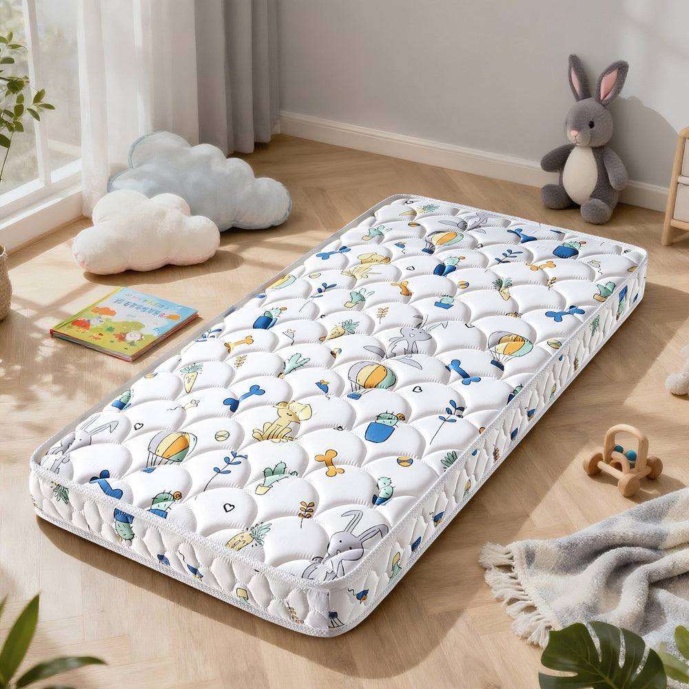 Letmxiu Premium 5-inch crib mattress side view highlights dense foam for firm stabilization.