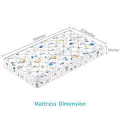 Letmxiu Premium 5-inch toddler mattress top fabric close-up emphasizes soft, breathable, non-toxic surface.