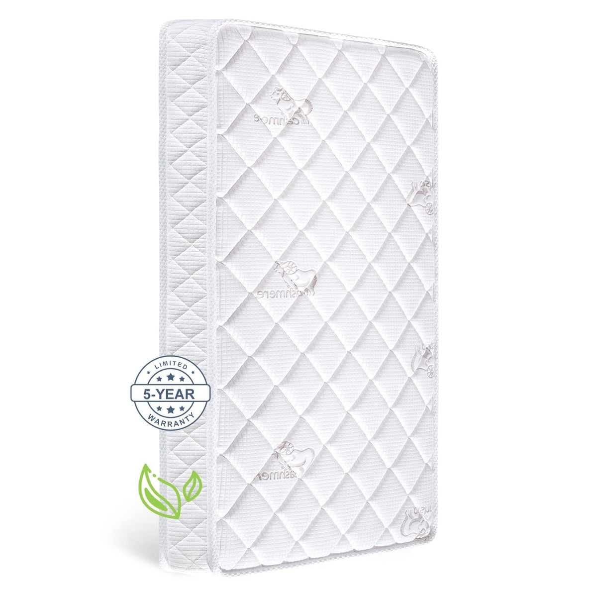 Letmxiu premium crib mattress image shows a 54x29.5 fit for standard cribs, no gaps.