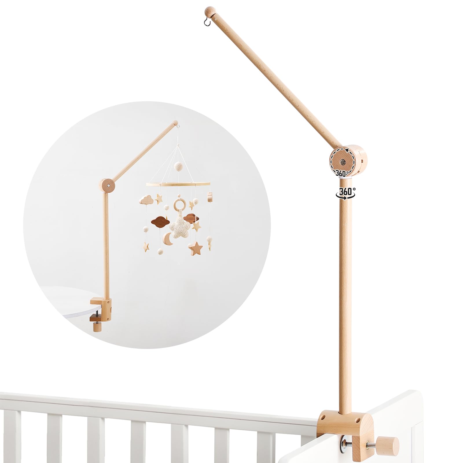 let's make baby crib mobile arm arch base anchors securely to crib edge