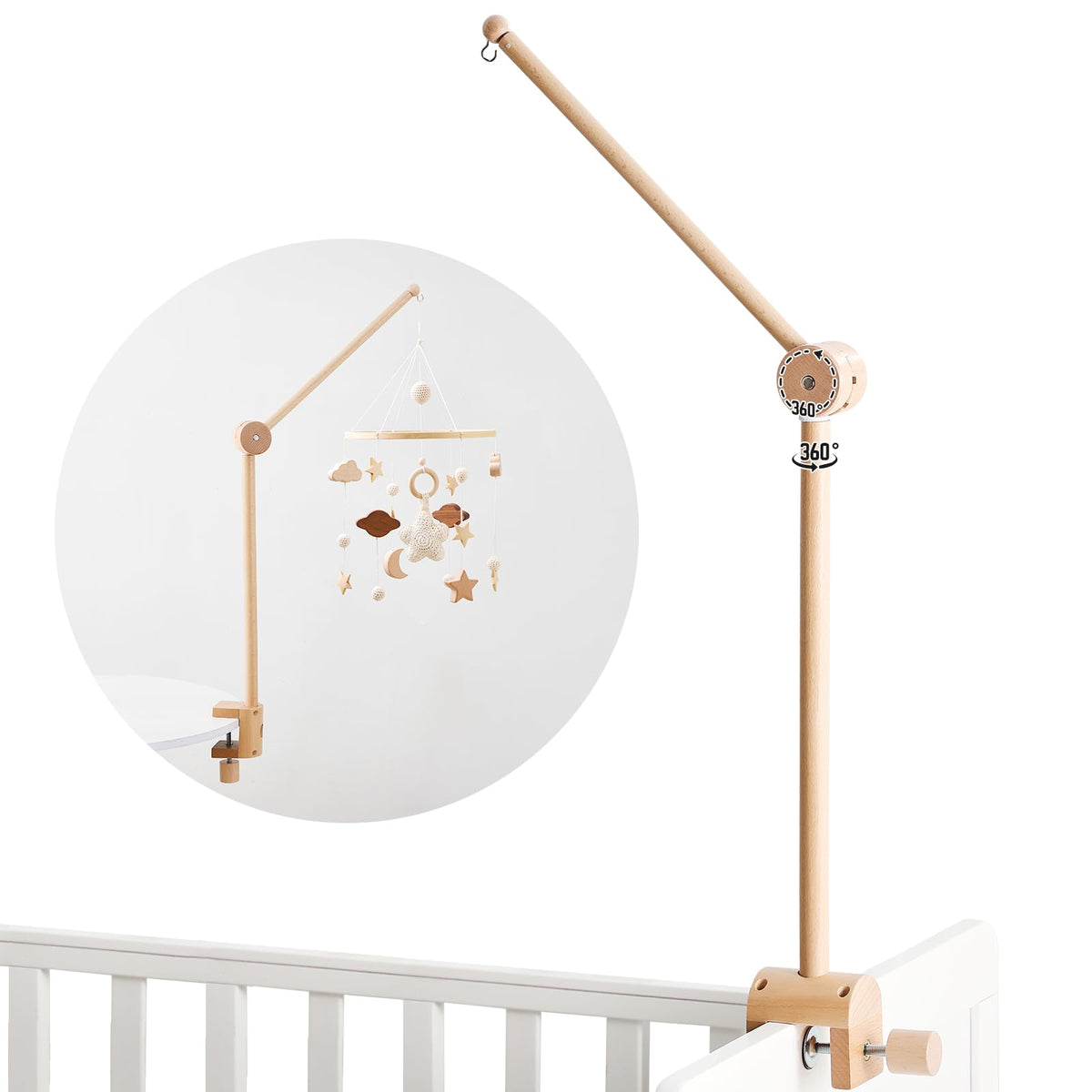 let's make baby crib mobile arm arch base anchors securely to crib edge