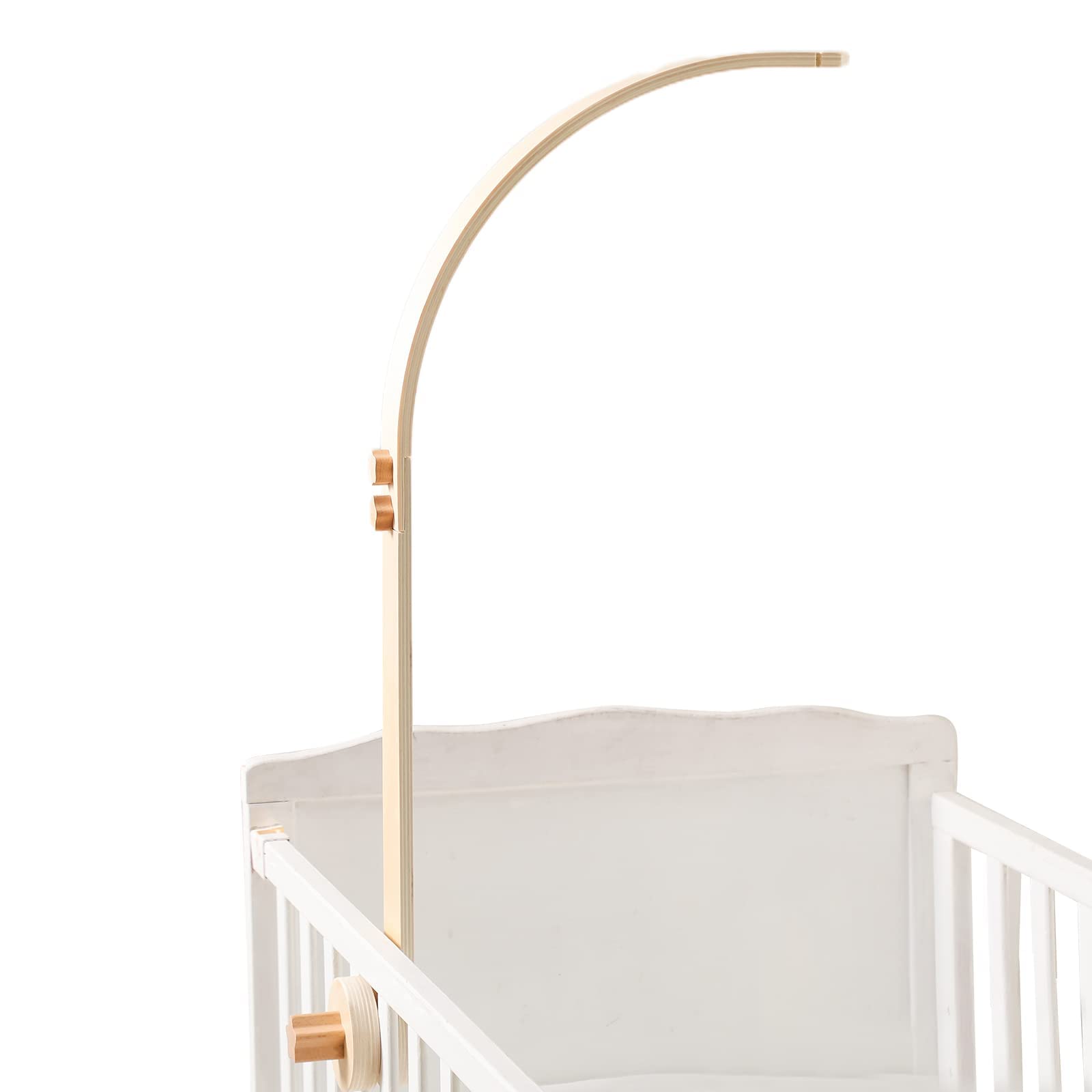 lets-make baby crib mobile arm curved-structure provides stable hanging for nursery mobiles.