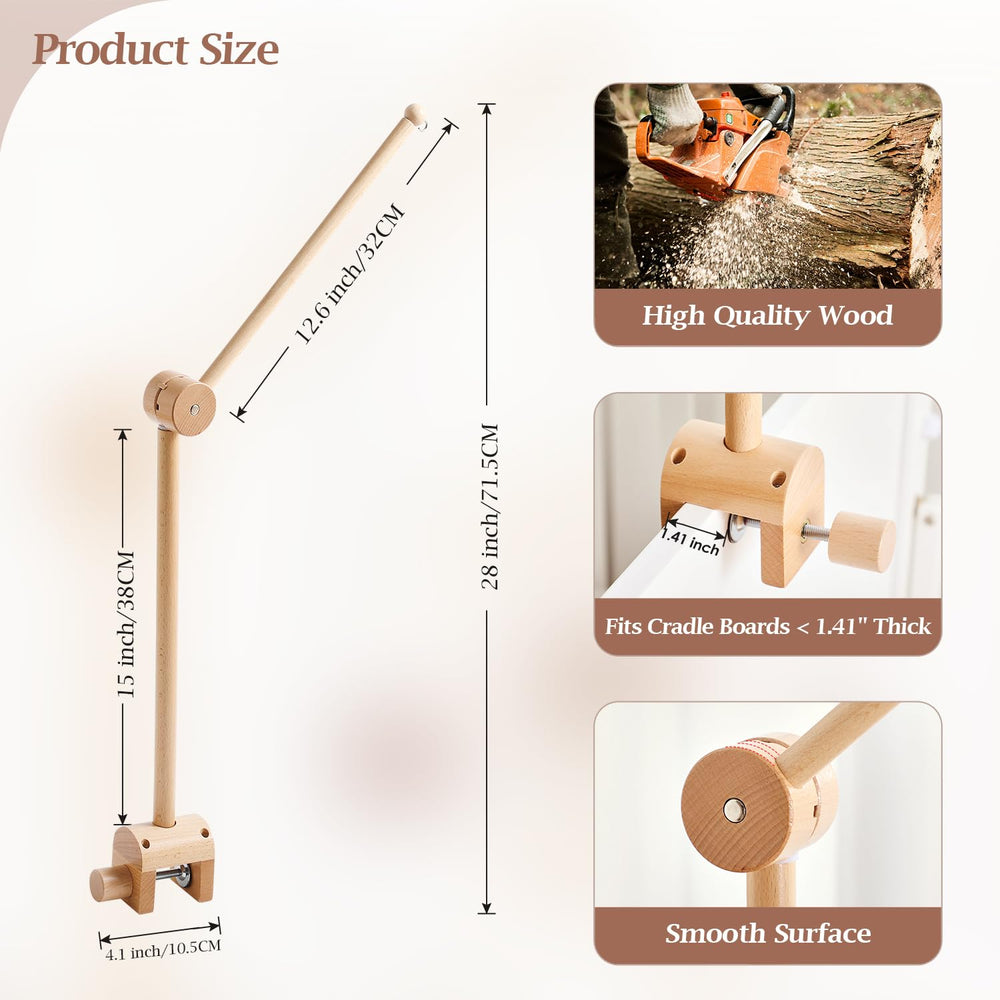 let's make baby crib mobile arm natural beech wood finish