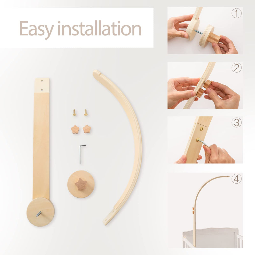 lets-make baby crib mobile arm two-stage-mortise-tenon design adds reliable stability.