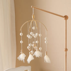 Lets Make baby mobile wooden wind chime enhances nursery decor with subtle tones.