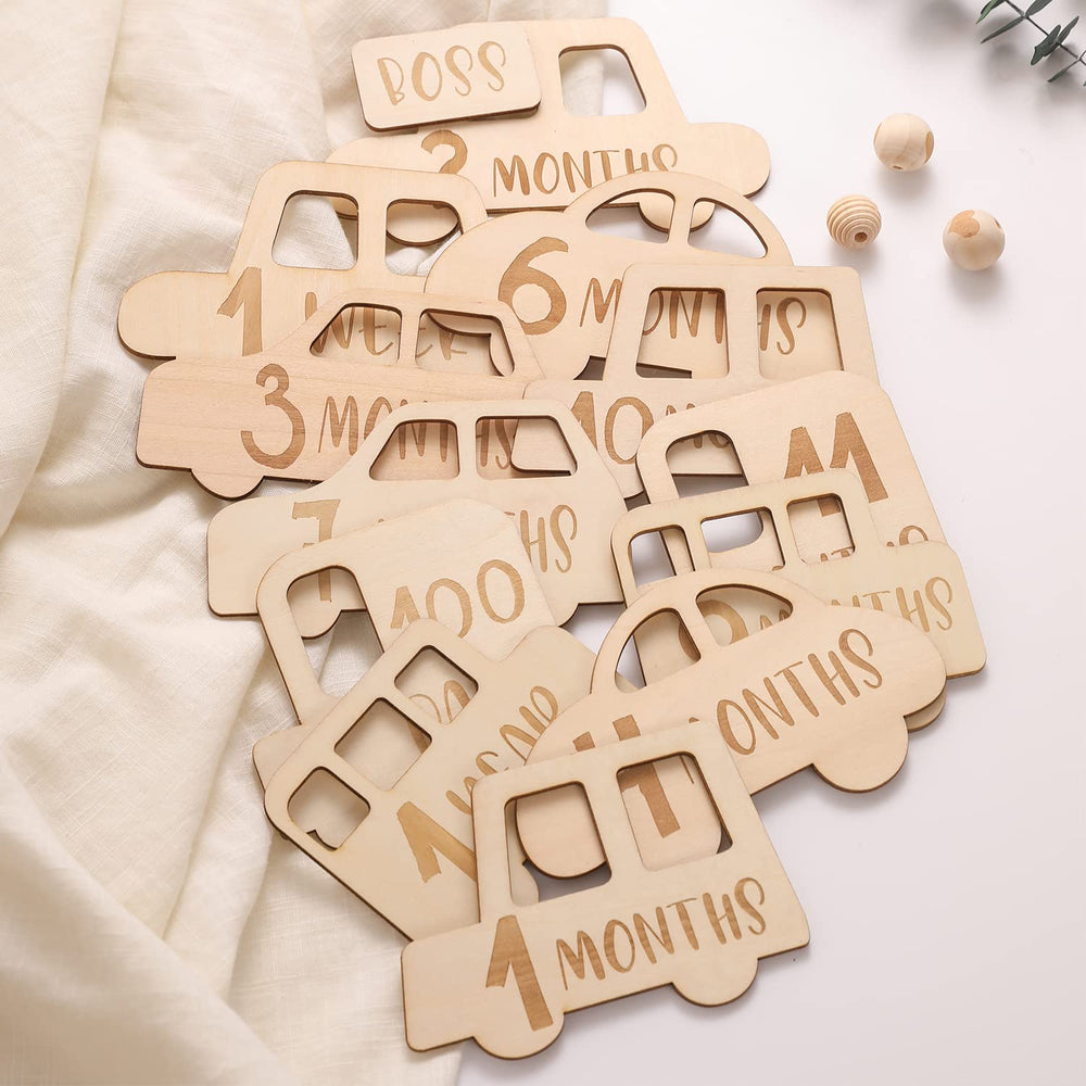 let's make baby monthly milestone cards wooden discs for timeless newborn photos and keepsake memories