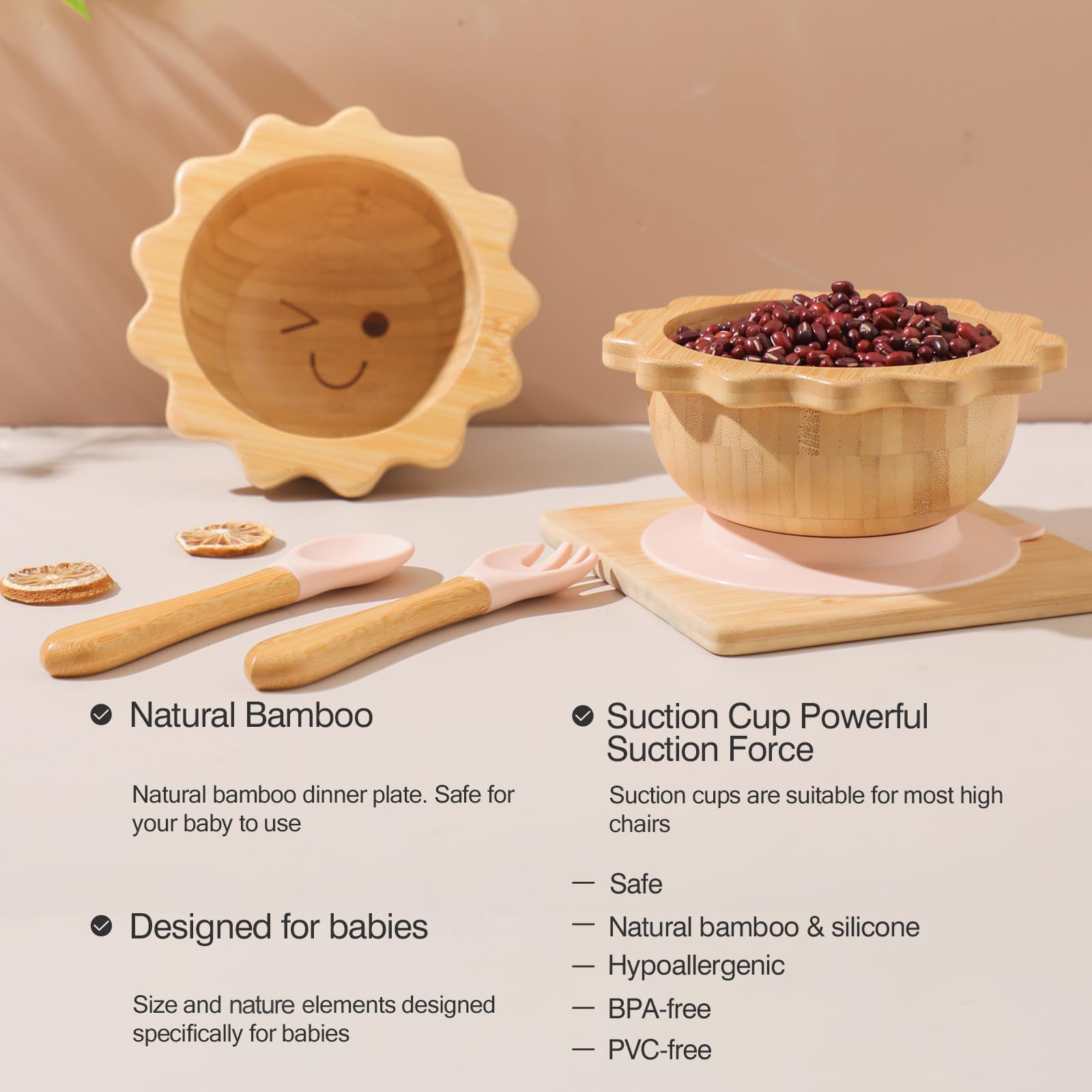 let's make bamboo plate with suction base keeps meals tidy during independent feeding