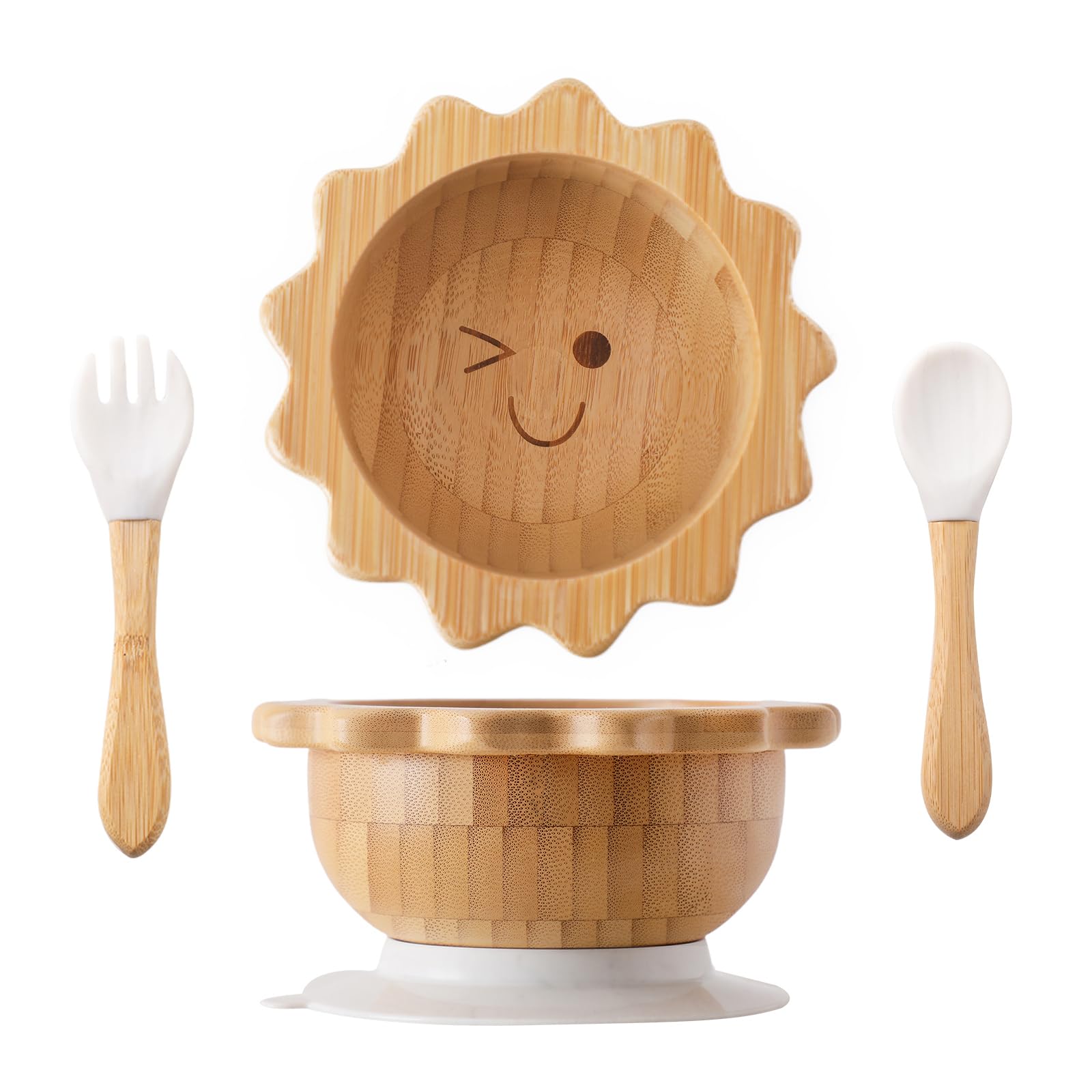 lets-make bamboo suction bowl sticks securely to non-porous surfaces for mess-free feeding