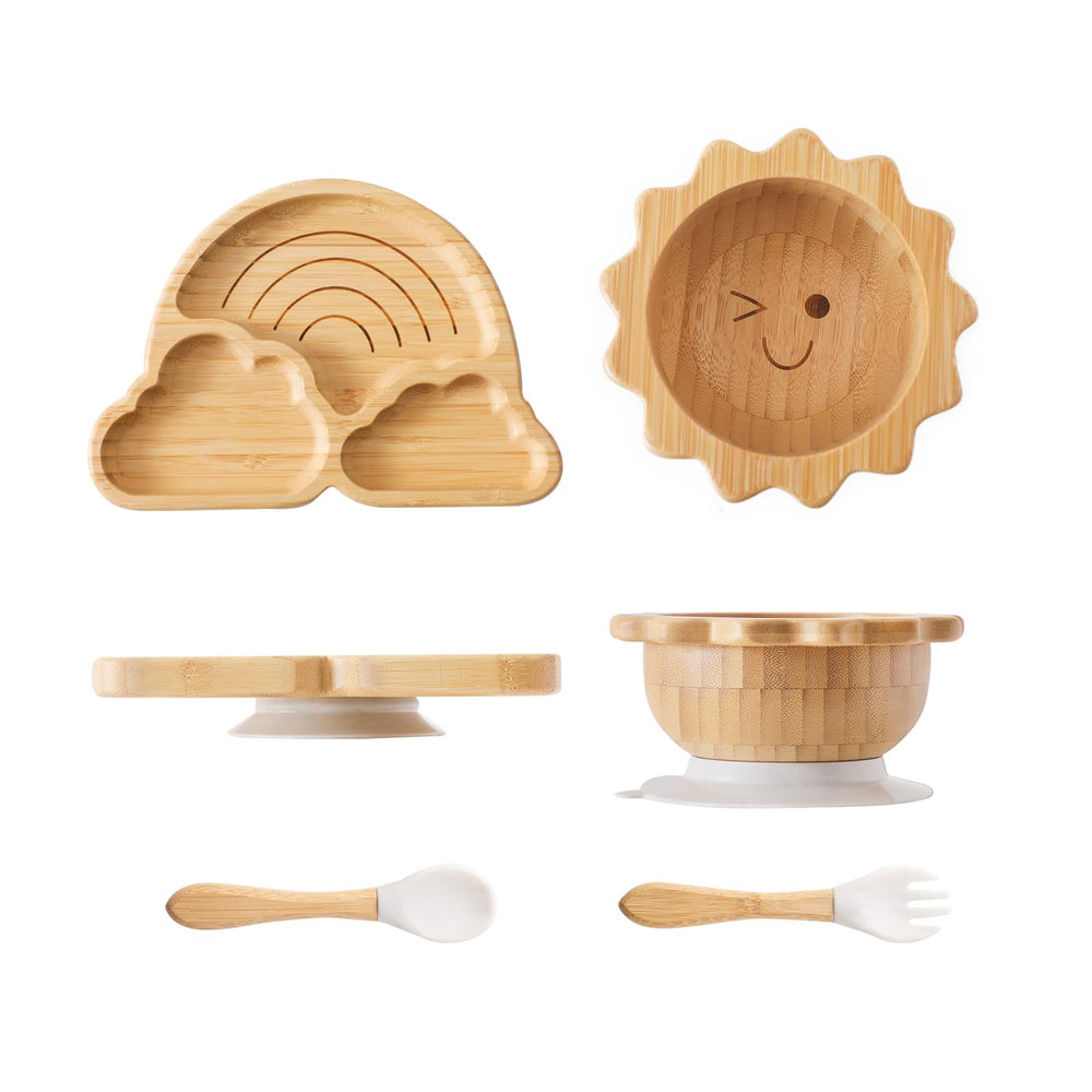 let's make bamboo suction plates with rainbow divider supports organized meals for baby-led weaning