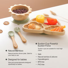 let's make bamboo suction silicone-fork shows soft-tip design for gentle mouths.