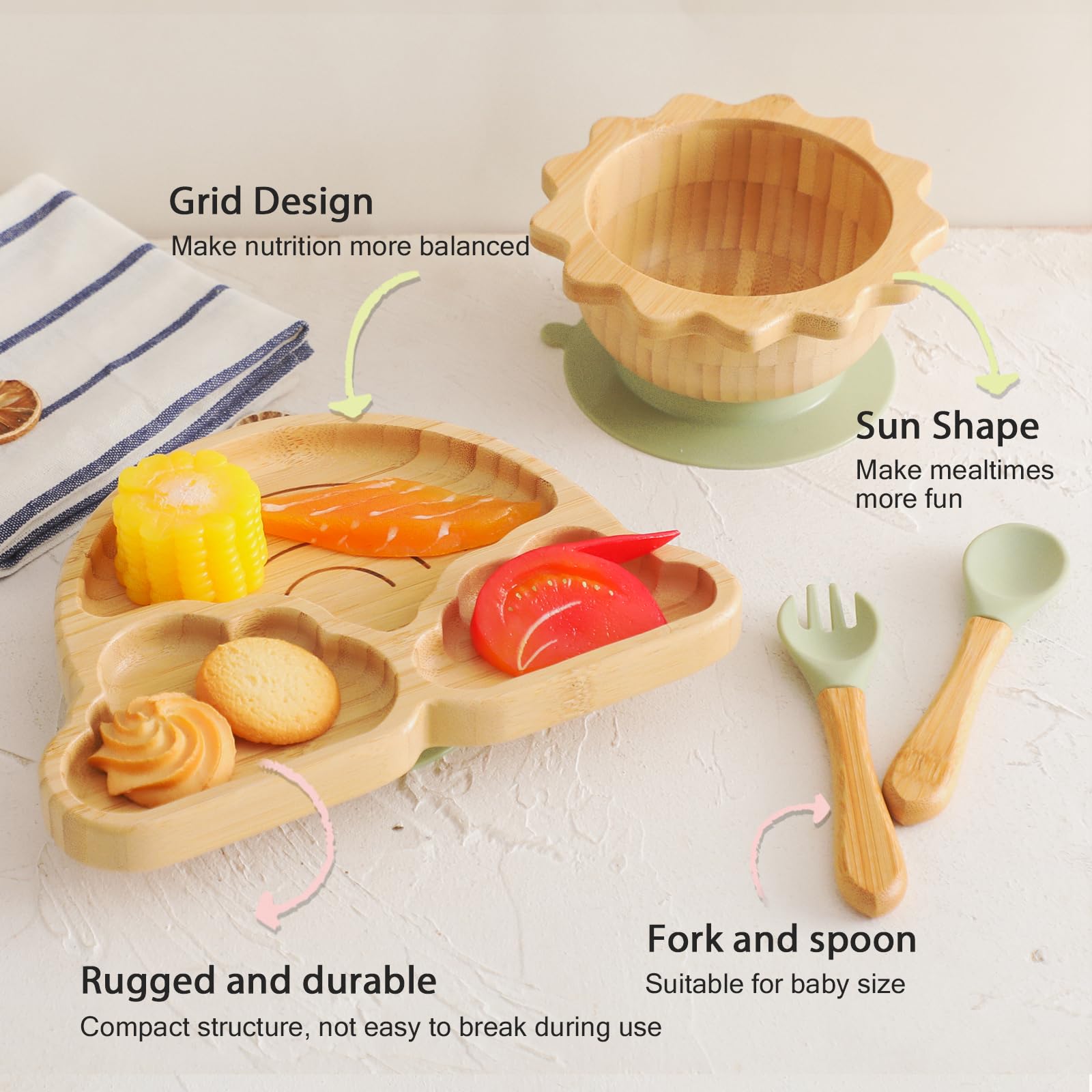 let's make bamboo suction smiling sun bowl encourages self-feeding and exploration.