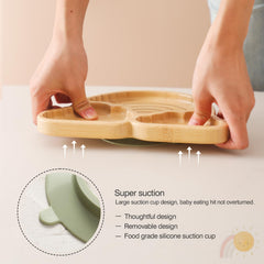 let's make bamboo suction three-compartment plate supports balanced meals for little ones.