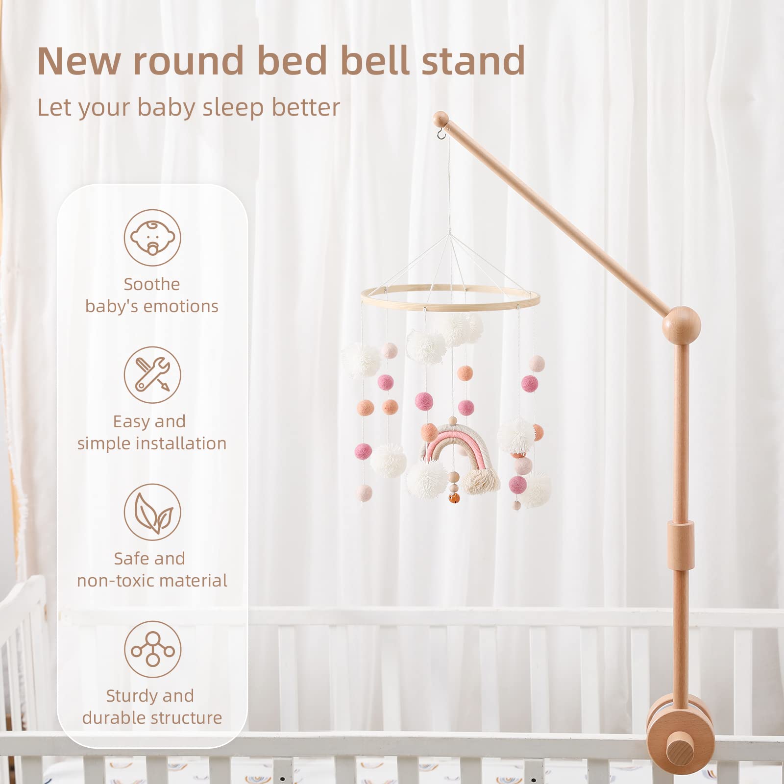 lets make beechwood crib arm highlights natural wood finish and burr-free surface.