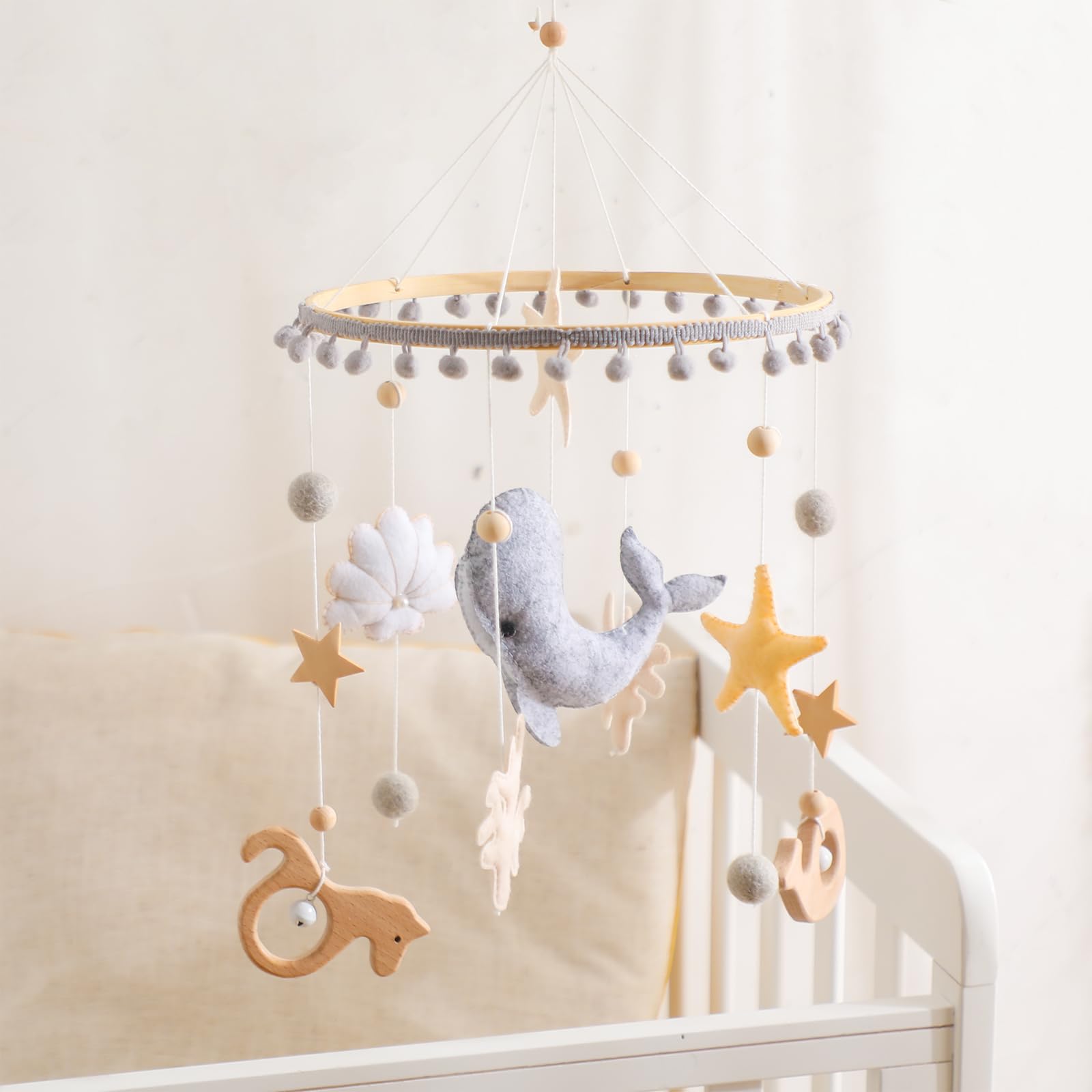 lets-make crib mobile ocean whale gently soothes babies with ocean-themed visuals.