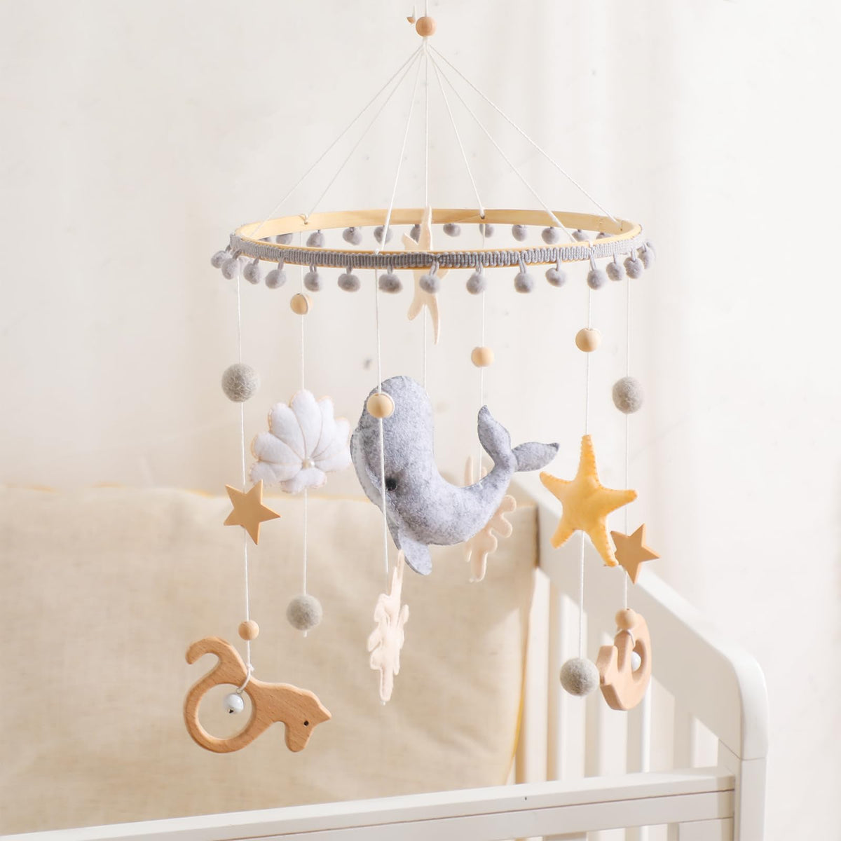 lets-make crib mobile ocean whale gently soothes babies with ocean-themed visuals.