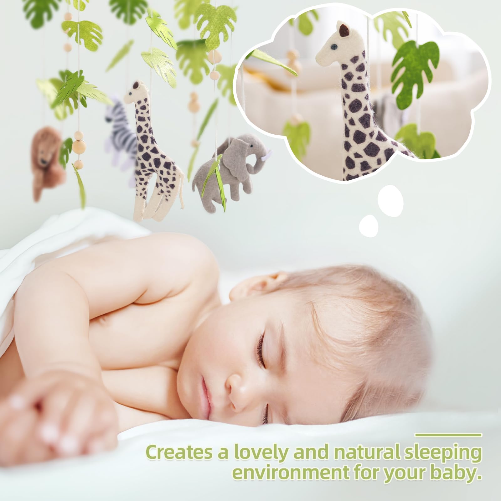 let's make forest mobile handmade wood beads close-up