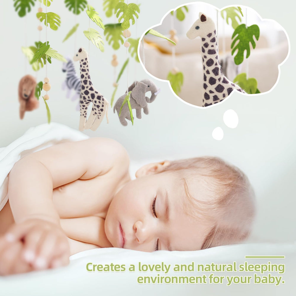 let's make forest mobile handmade wood beads close-up