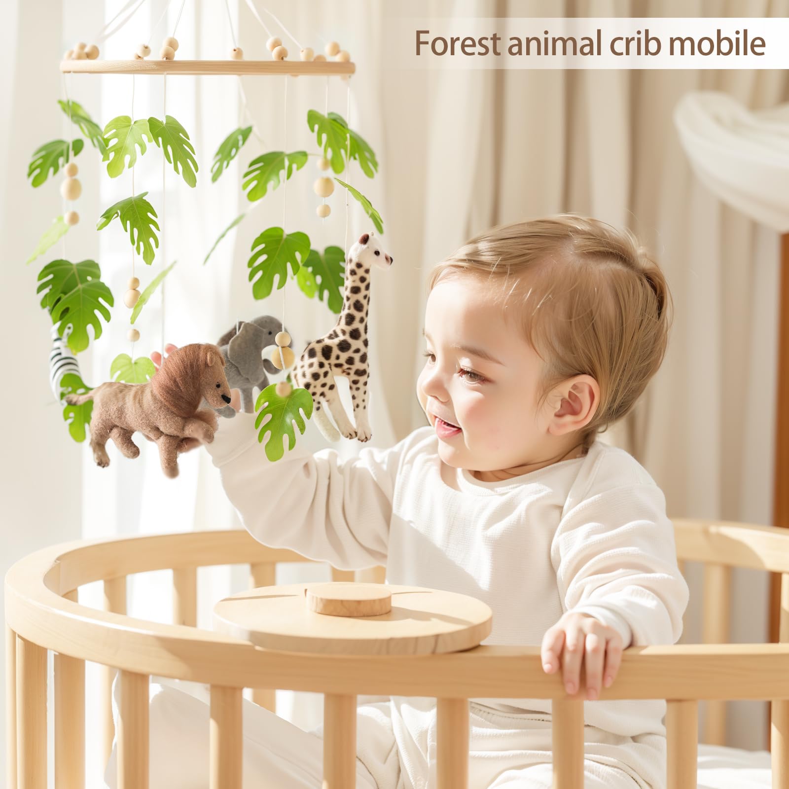 let's make nursery mobile fabric leaves natural look