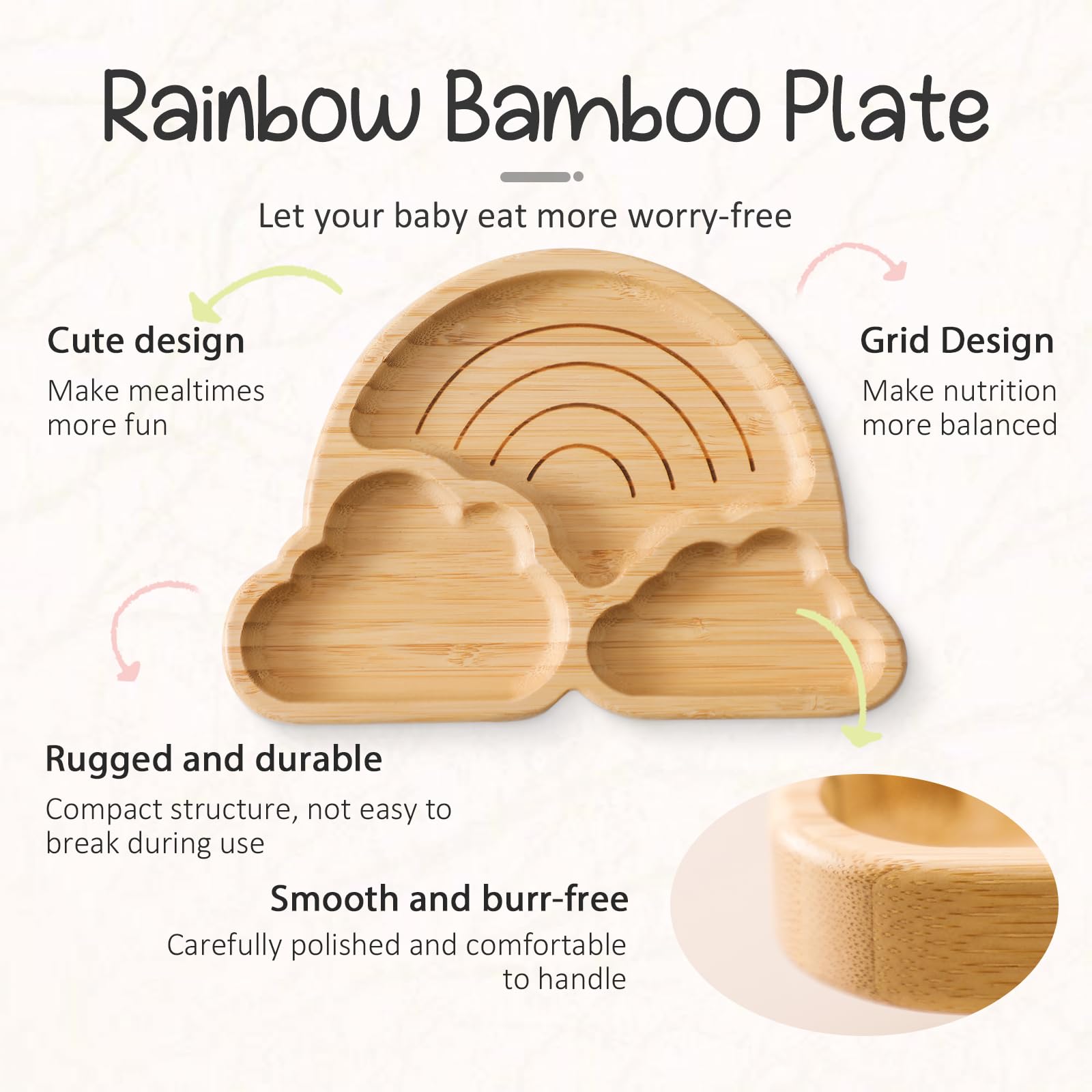 lets make marble plate set suction-bottom ensures reduced spills during baby meals.