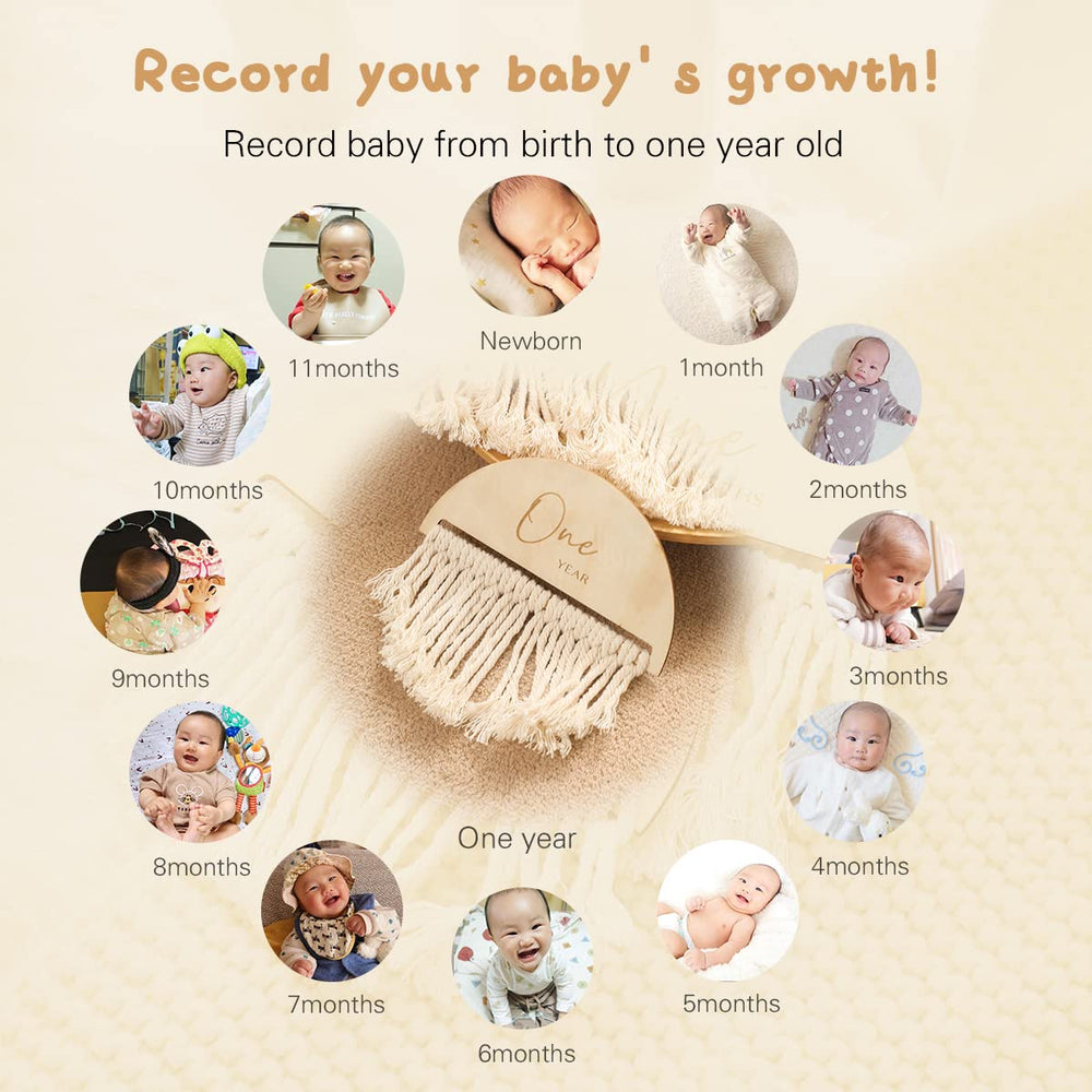 Let's Make boho milestone month-02-card for cozy family portraits.