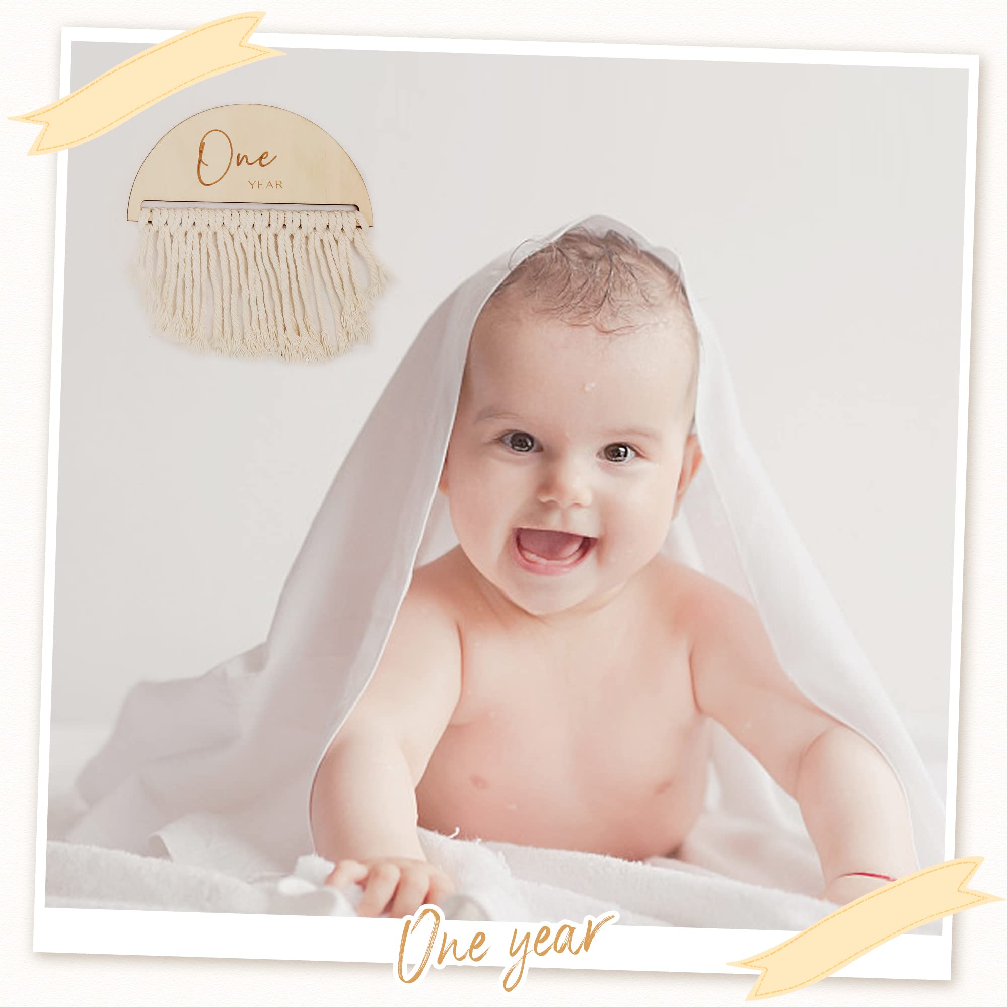 Let's Make boho milestone month-04-card for soft textile mood in photos.