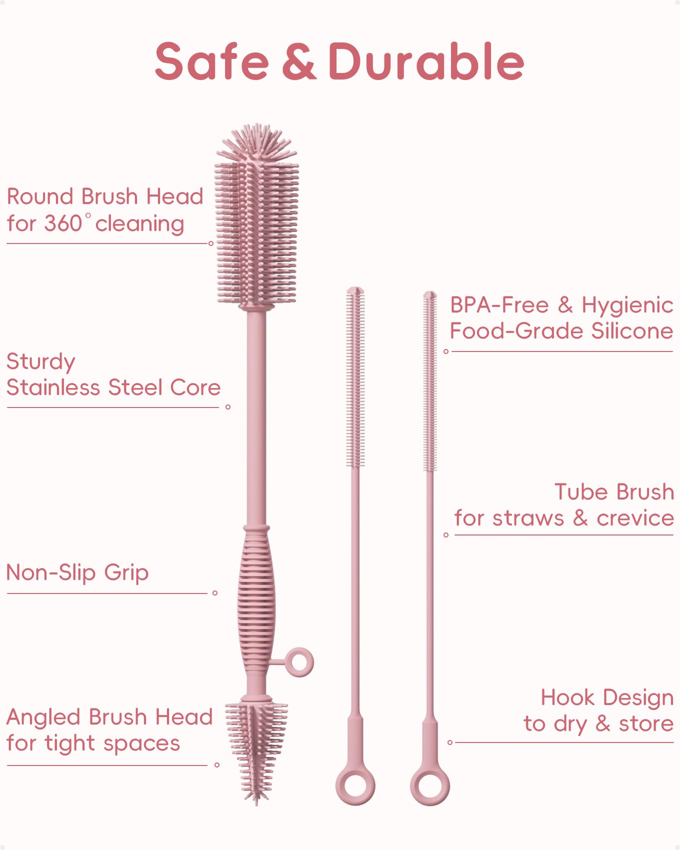 Leucite angled-head bottle brush reaches tight spots