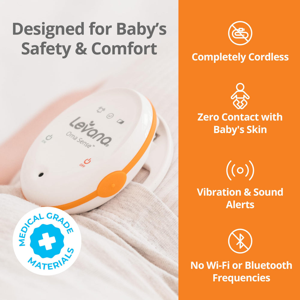 Levana Oma Sense blue light indicator for quick status checks during sleep.