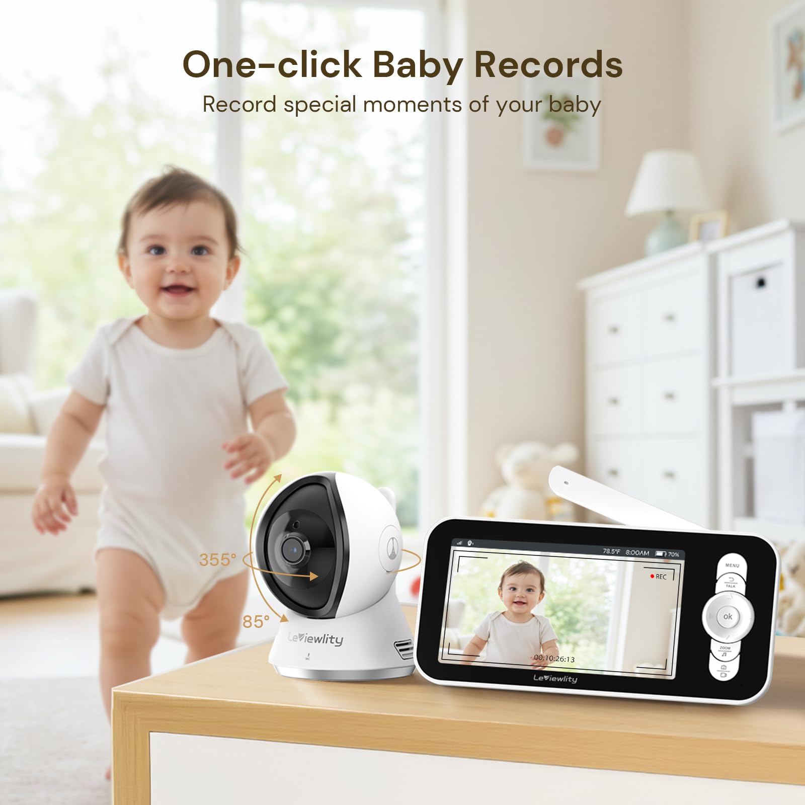 Leviewlity supports photo and video recording to capture crib moments.