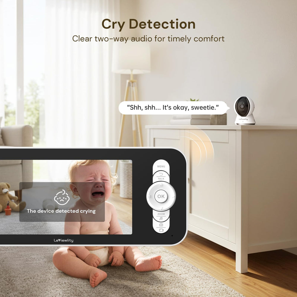 Leviewlity 2-way talk enables soothing communication from another room.